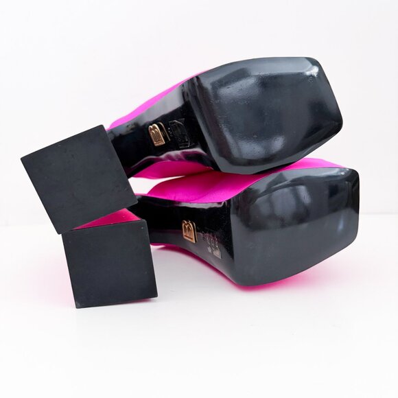 Brandon Blackwood Harlo Mule Platform Sandal Satin Hot Pink - Picture 12 of 16